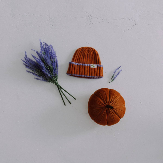Pumpkin Spice Pie Ribbed Beanie Hat